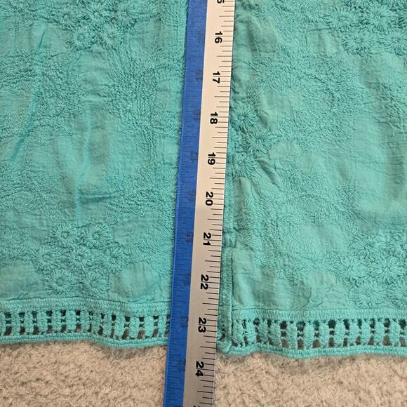 Lane Bryant Crochet Cut-out Top Bell Sleeves Teal Sz 20 Bohemian Craftcore - Picture 7 of 9